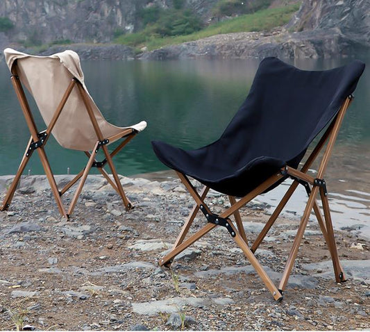 Portable Folding Wooden Grain Aluminum Pipe Camping Chair