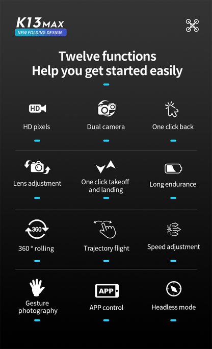 360 Rolling HD Dual Camera Drone by K13 Max
