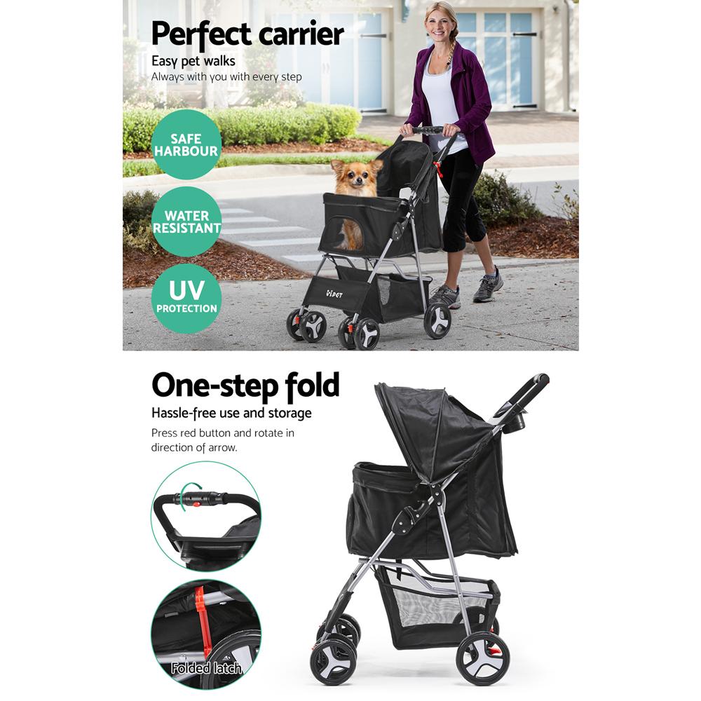i.Pet Foldable 4 Wheel Pet Stroller