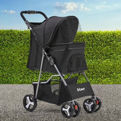 i.Pet Foldable 4 Wheel Pet Stroller