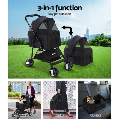i.Pet Pushchair Stroller with Detachable Carrier