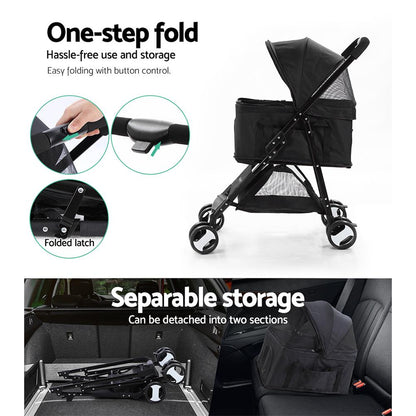 i.Pet Pushchair Stroller with Detachable Carrier